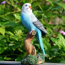 LIFELIKE BUDGIE RESIN STATUE