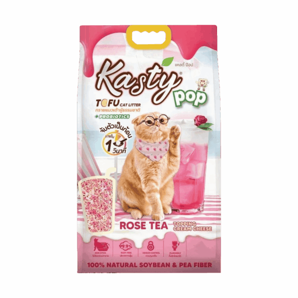 KASTY POP TOFU CAT LITTER 10L ROSE TEA TOPPING CREAM CHEESE