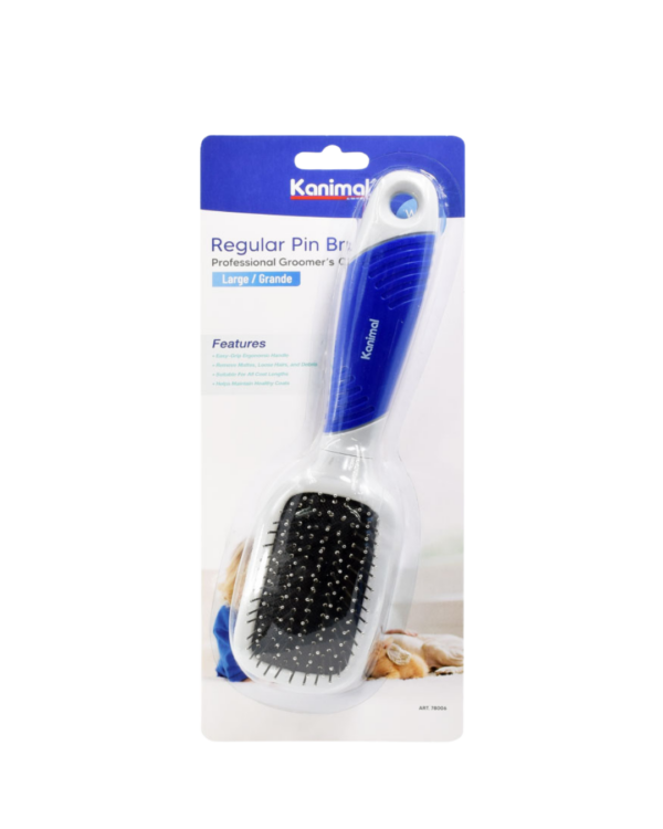KANIMAL REGULAR PIN BRUSH SIZE L 21.6X5.8X3.8CM WI TH SAFETY PINS