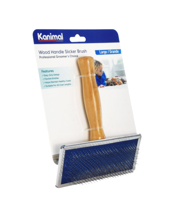 KANIMAL WOOD HANDLE SLICKER SIZE L 12X13.5CM