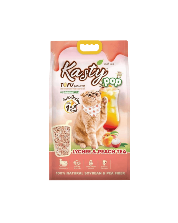 KASTY POP TOFU CAT LITTER 6L PEACH & LYCHEE TEA