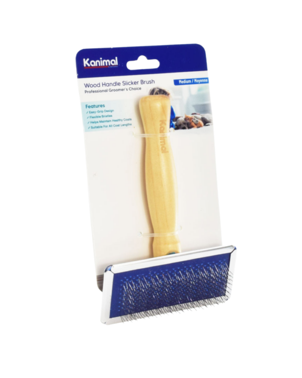 KANIMAL WOOD HANDLE SLICKER SIZE M 9X12.5CM