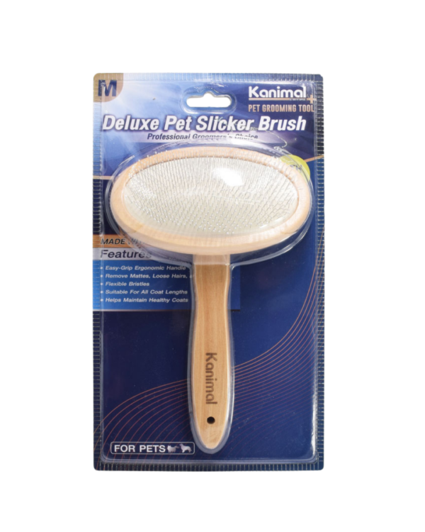 KANIMAL CLASSIC OVAL PET SLICKER BRUSH WITH PIN SI ZE L 19X13CM