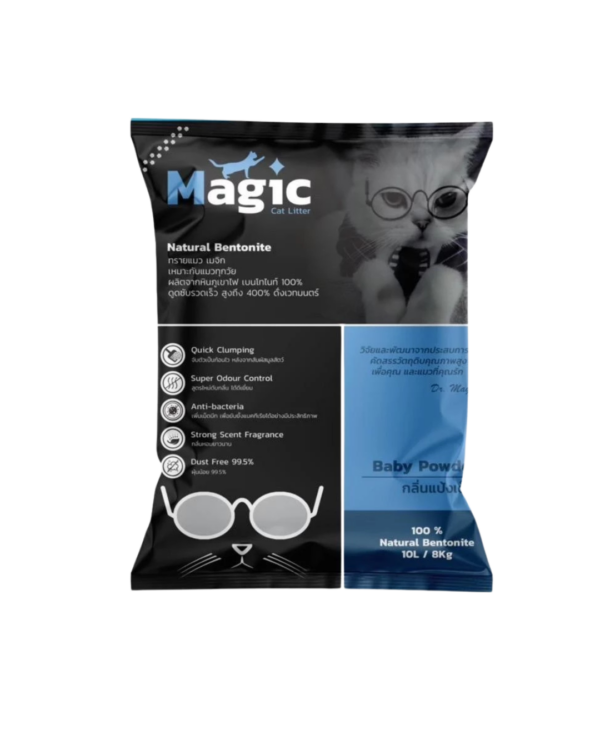 MAGIC CAT LITTER BENTONITE 10L/8KG ( BABY POWDER )